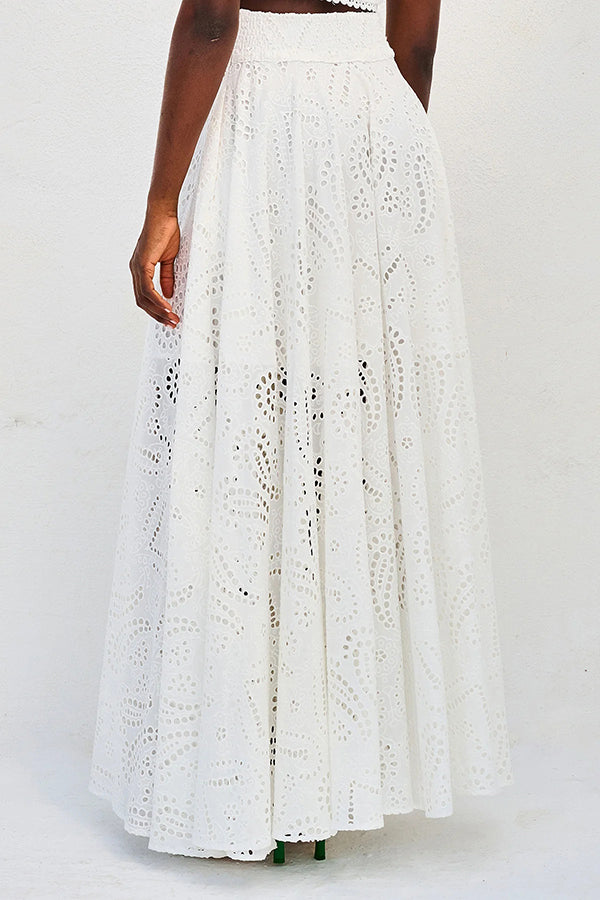 Ensemble Larissa™ Haut Brodé & Jupe Maxi Taille Haute | Élégant Ensemble Deux Pièces