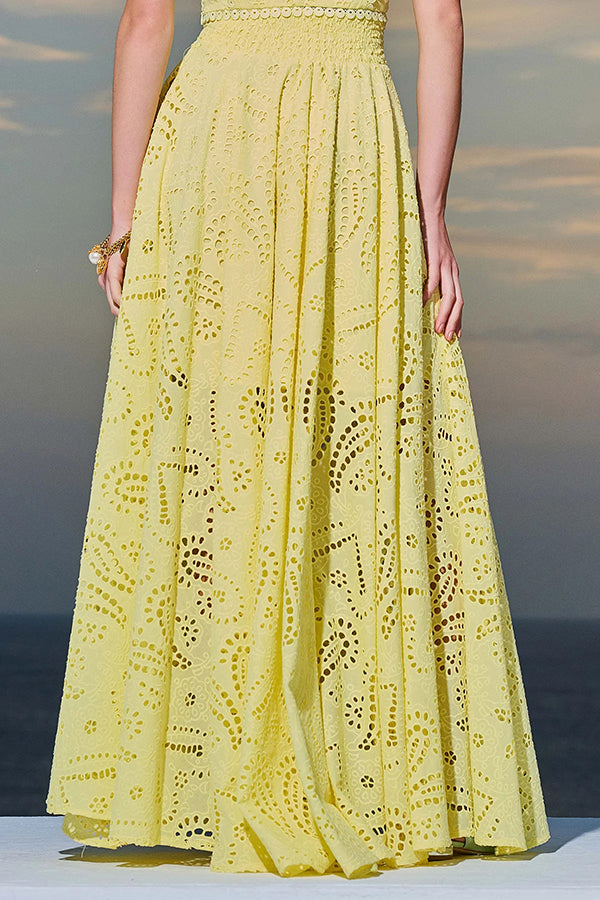 Ensemble Larissa™ Haut Brodé & Jupe Maxi Taille Haute | Élégant Ensemble Deux Pièces