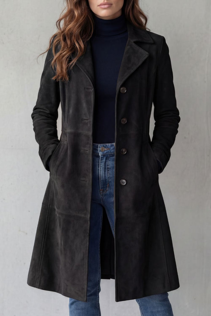 Disa vintage-look longline coat in Black