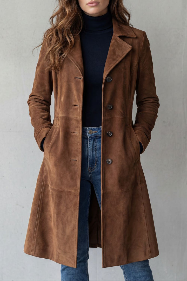 Disa vintage-look longline coat in Brown