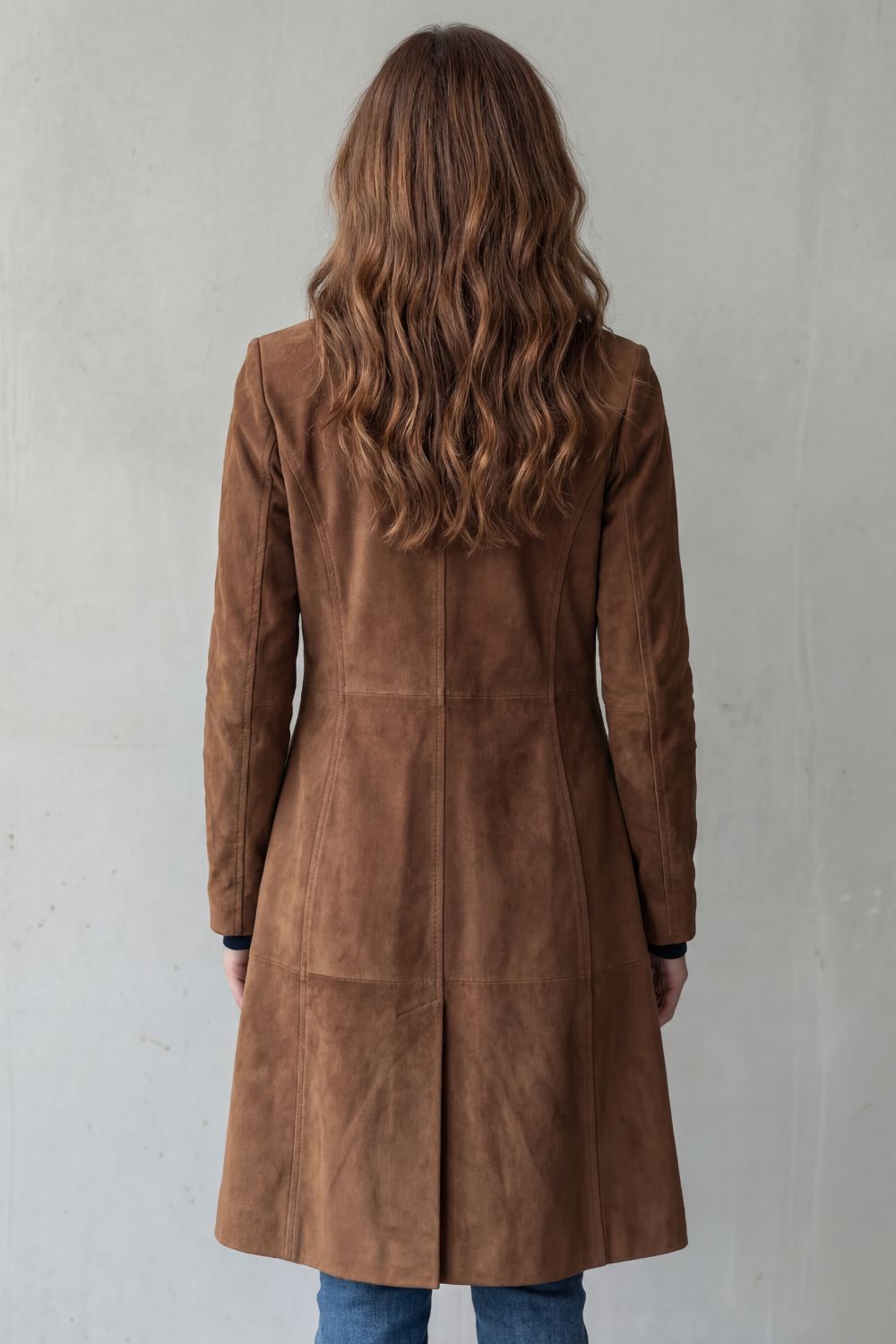 Disa vintage-look longline coat in Brown