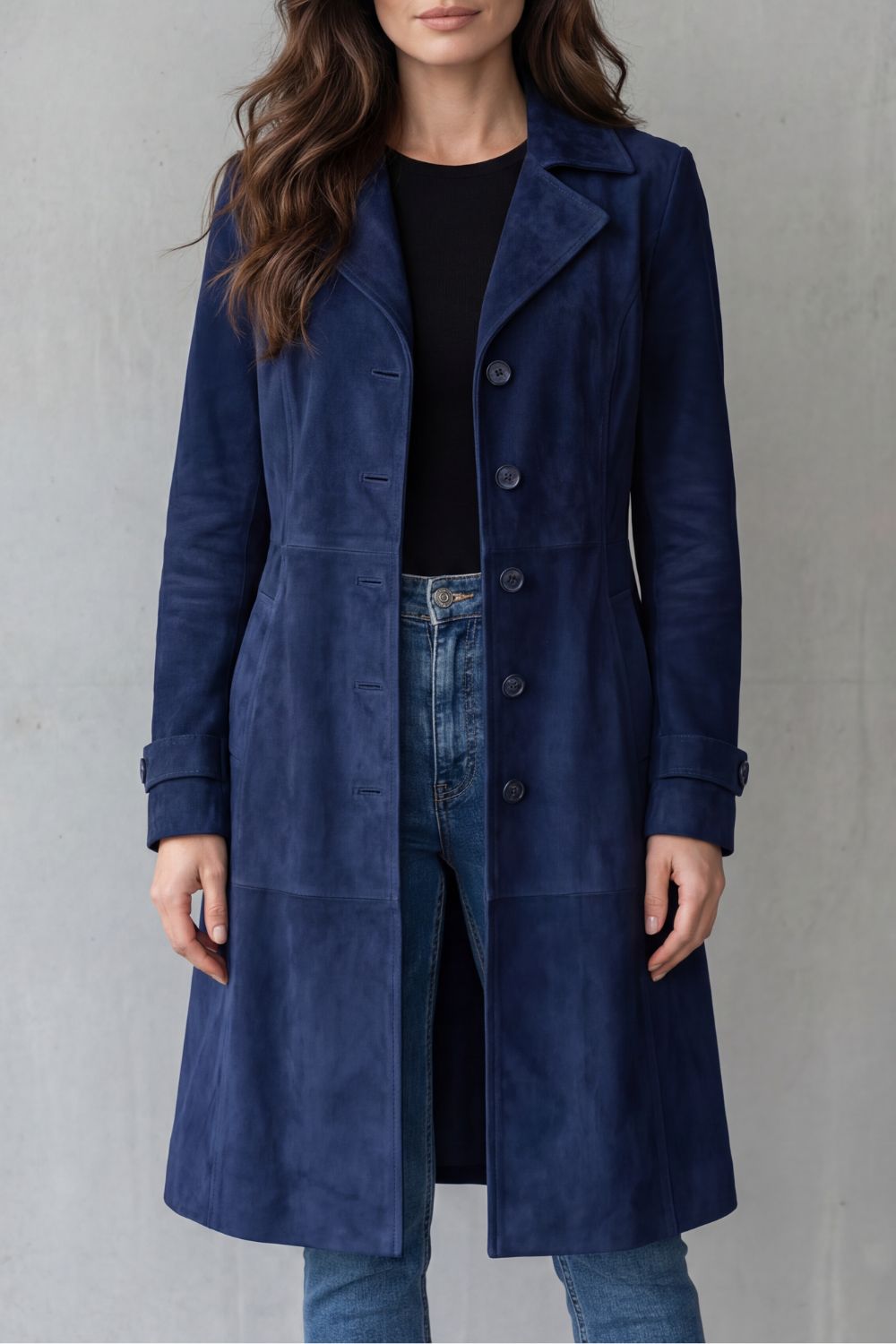 Disa vintage-look longline coat in Navy