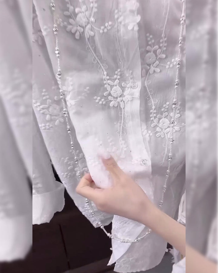 Madeleina™ – Chemise brodée élégante à épaules tombantes