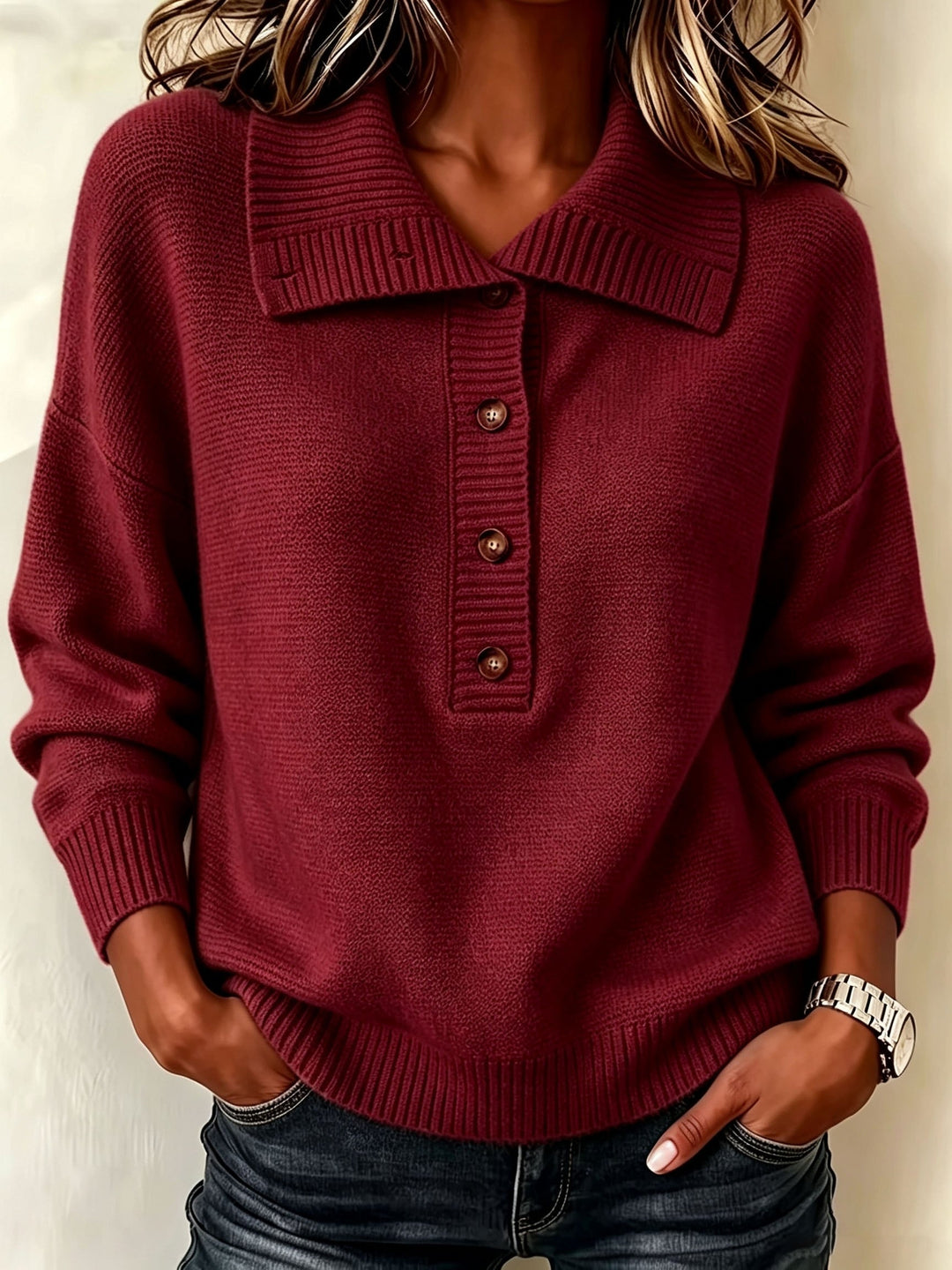 Nicole | Ladies Autumn Sweater with Buttons