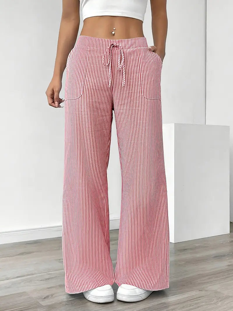 Elise™ Pantalon Rayé Décontracté