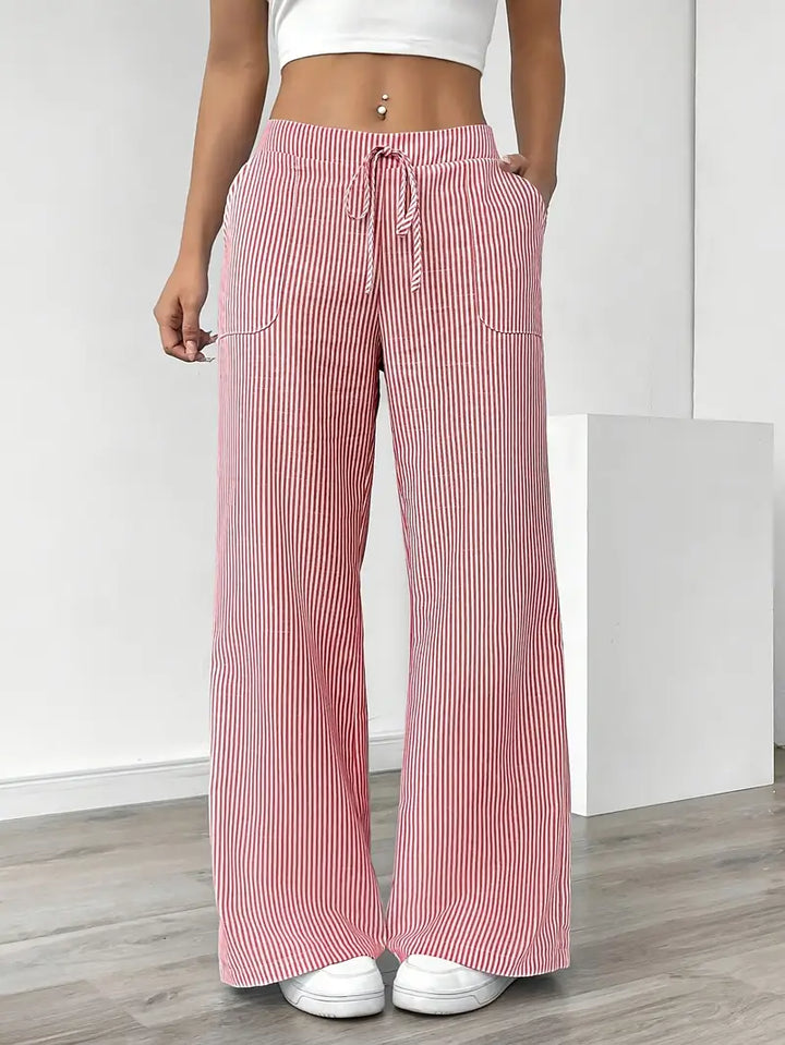 Elise™ Pantalon Rayé Décontracté