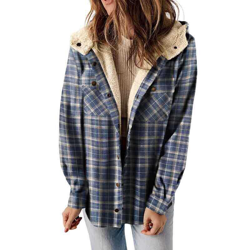 LIVIA™ – Veste à Carreaux avec Capuche pour Femmes