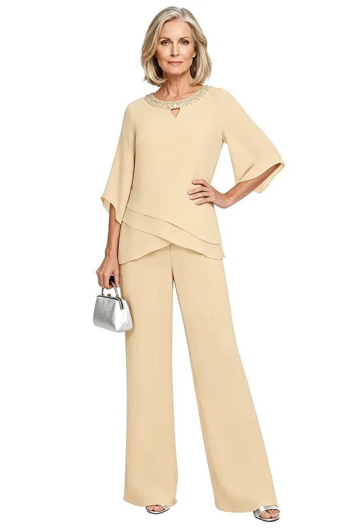 Eloise two-piece occasion trouser set in Champagne