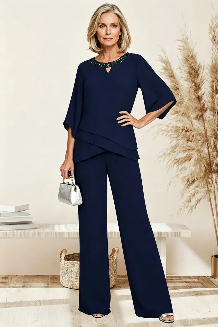 Eloise two-piece occasion trouser set in Dark Navy