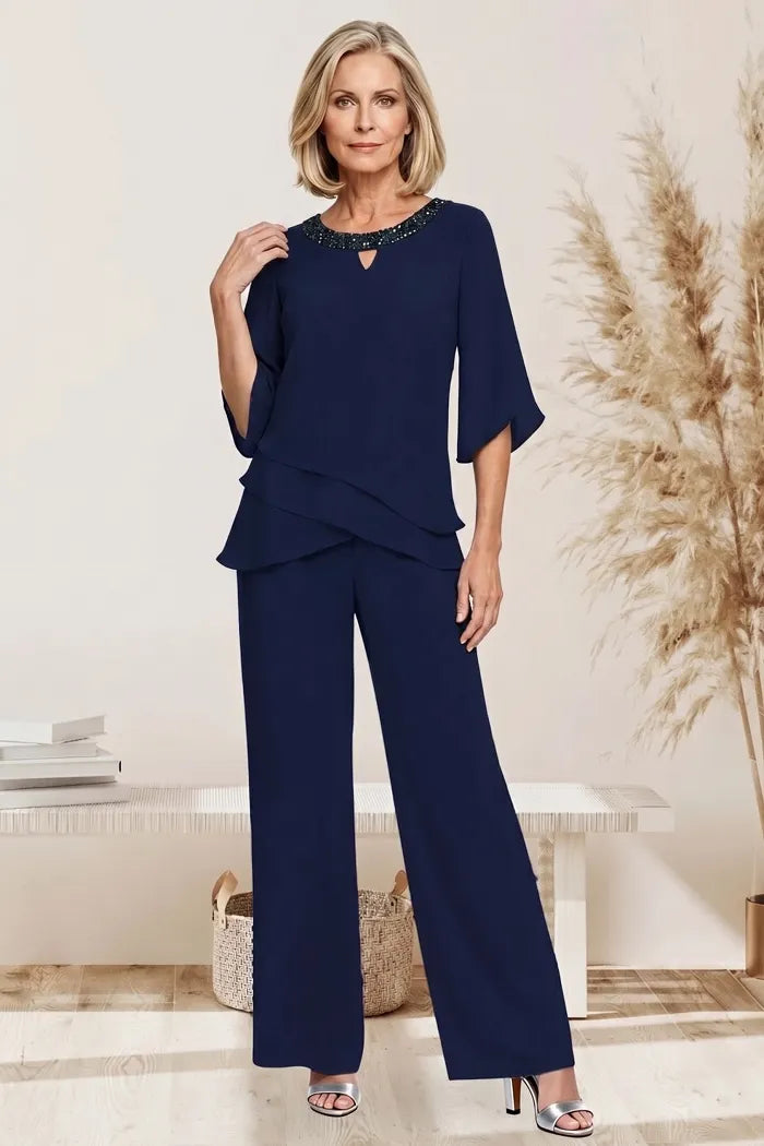 Eloise two-piece occasion trouser set in Dark Navy