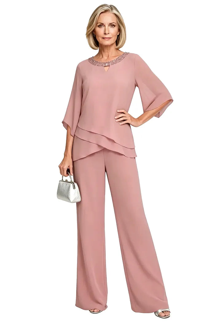 Eloise two-piece occasion trouser set in Dusty Pink