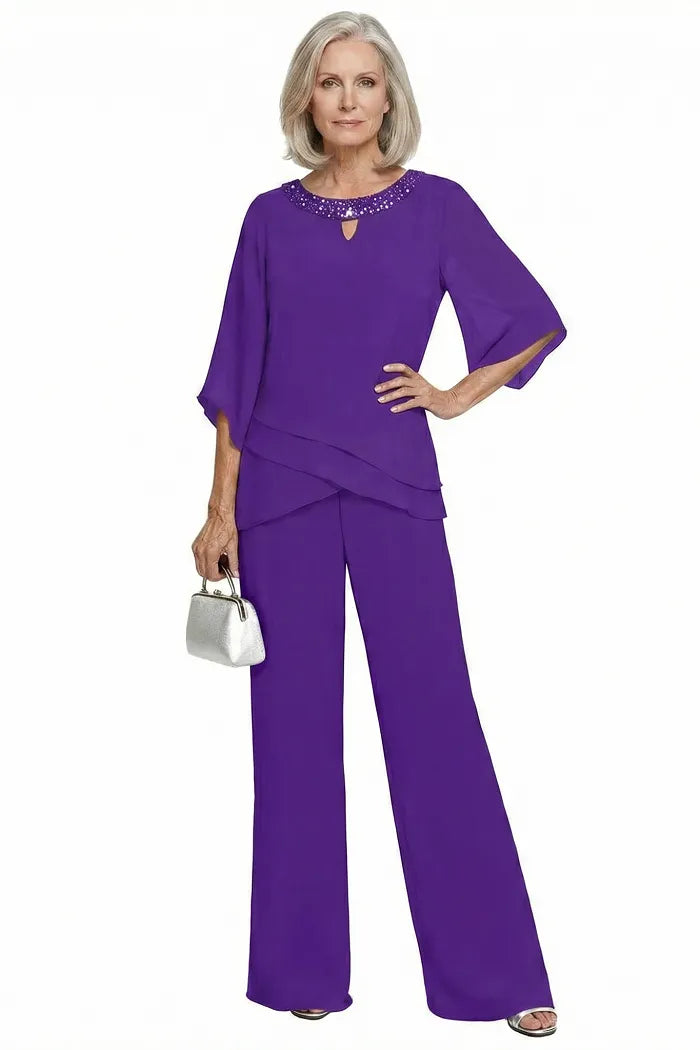 Eloise two-piece occasion trouser set in Grape