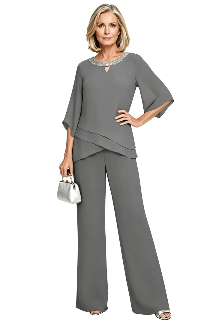 Eloise two-piece occasion trouser set in Grey