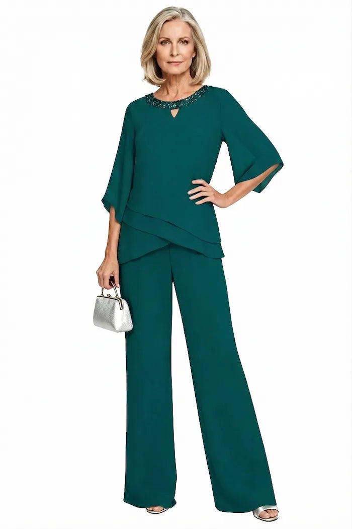 Eloise two-piece occasion trouser set in Pine