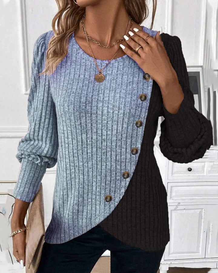 Evelyn colour-block button top in Blue