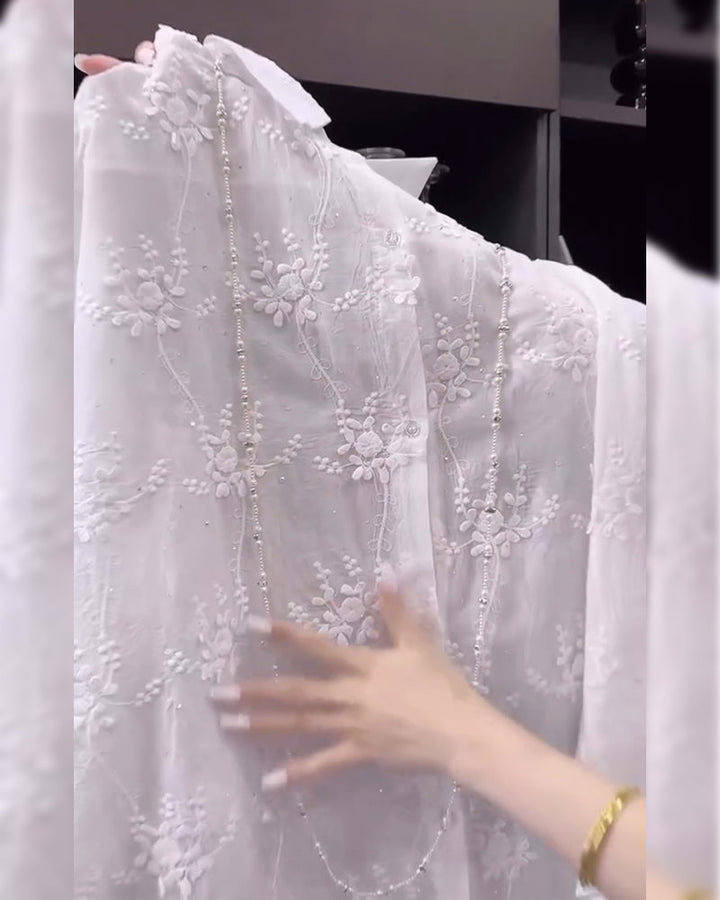 Madeleina™ – Chemise brodée élégante à épaules tombantes