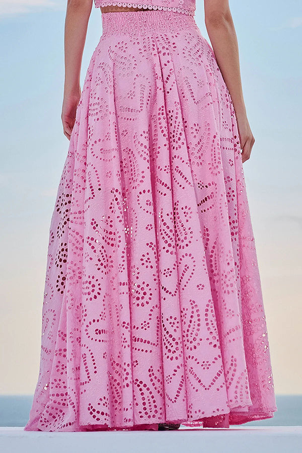Ensemble Larissa™ Haut Brodé & Jupe Maxi Taille Haute | Élégant Ensemble Deux Pièces