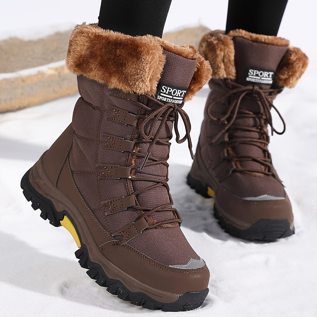 Freya warm lined winter boots in Dark Brown