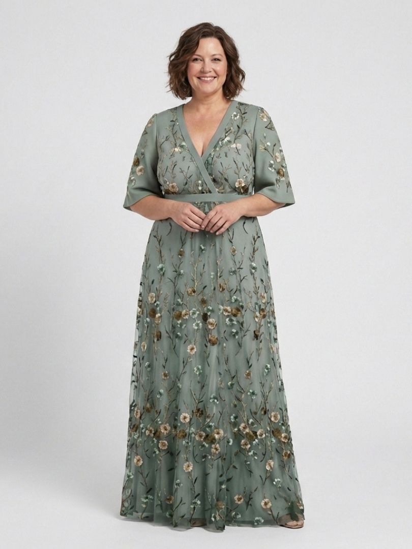 Evadne | Romantic Floral V Neck Maxi Dress