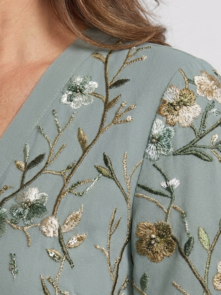 Evadne | Romantic Floral V Neck Maxi Dress