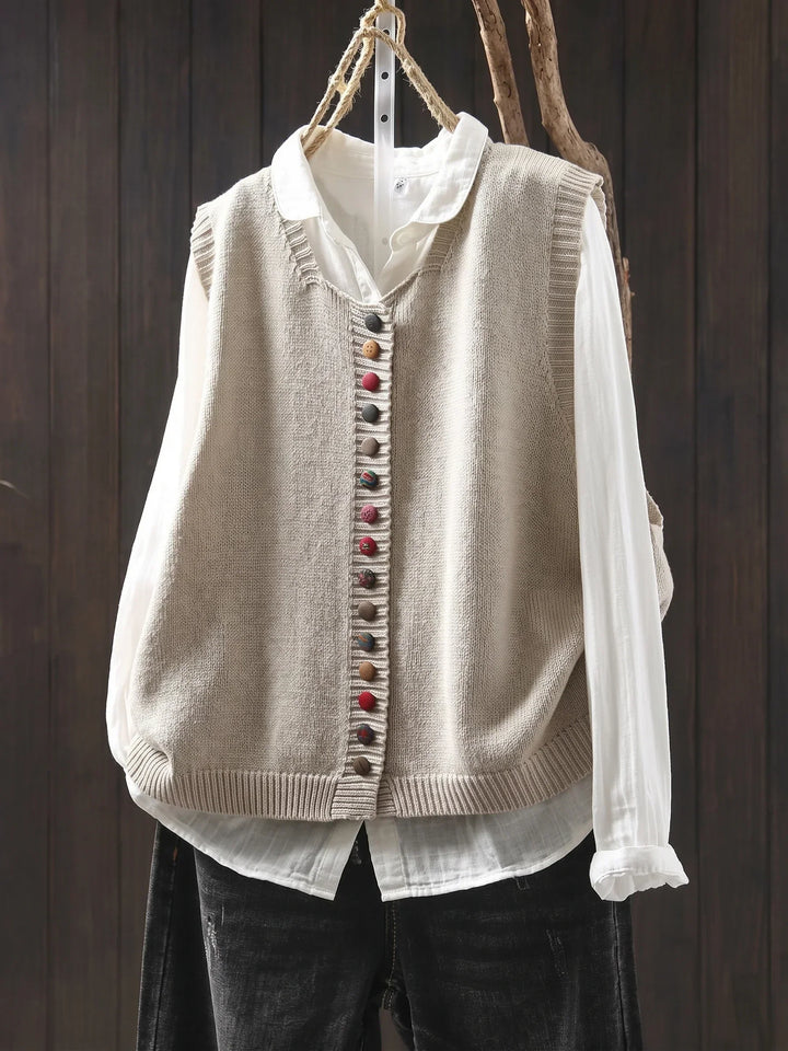 Gun everyday knitted waistcoat in Ivory