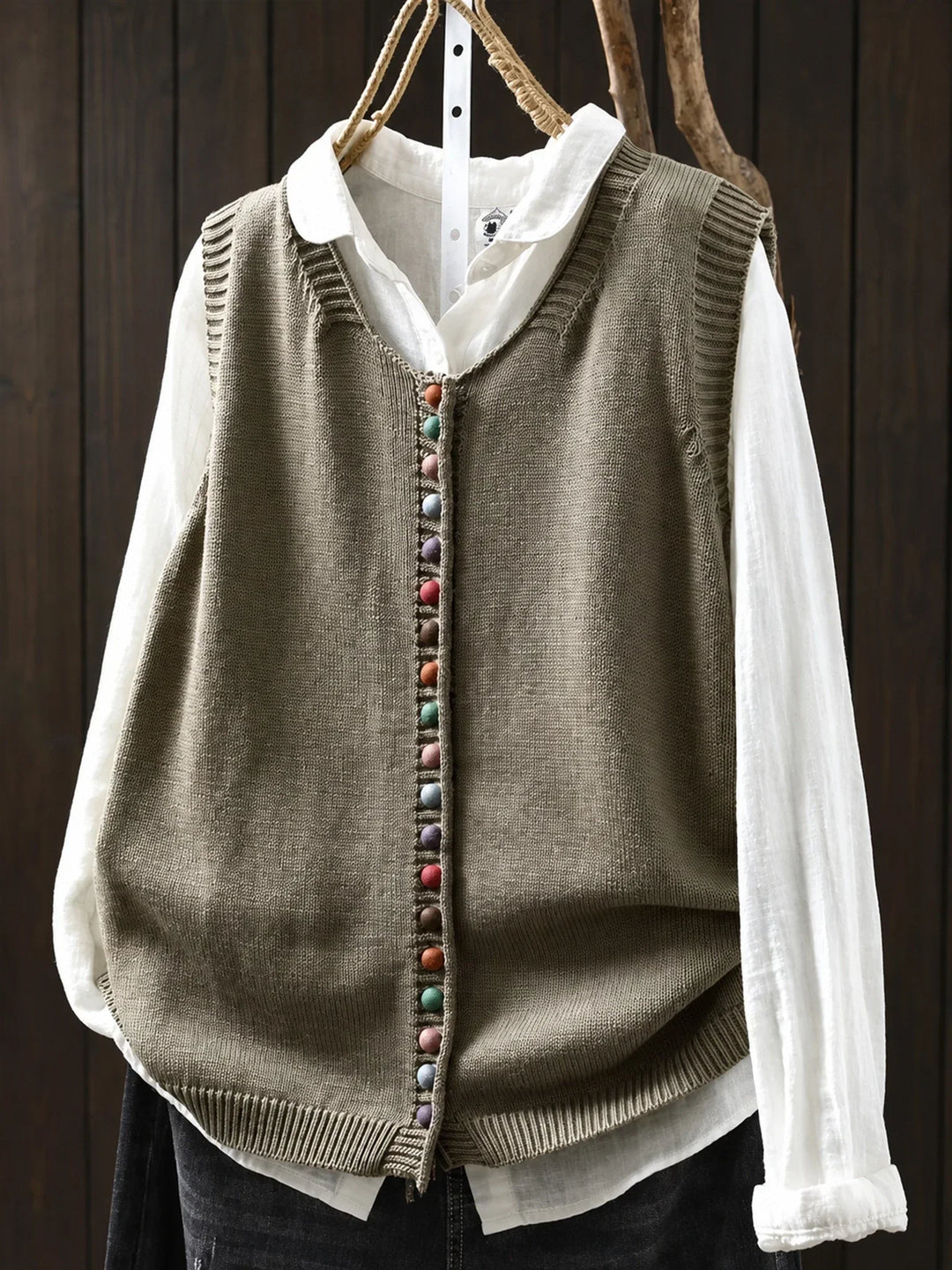Gun everyday knitted waistcoat in Khaki