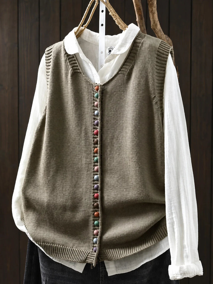 Gun everyday knitted waistcoat in Khaki