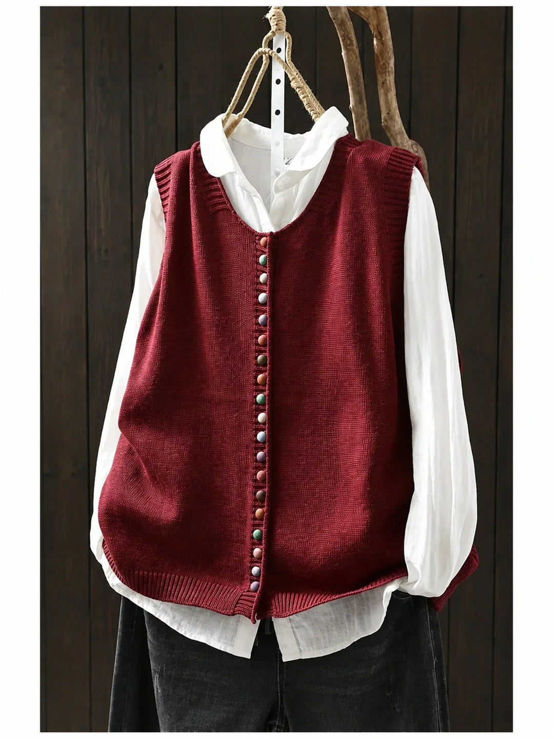 Gun everyday knitted waistcoat in Red