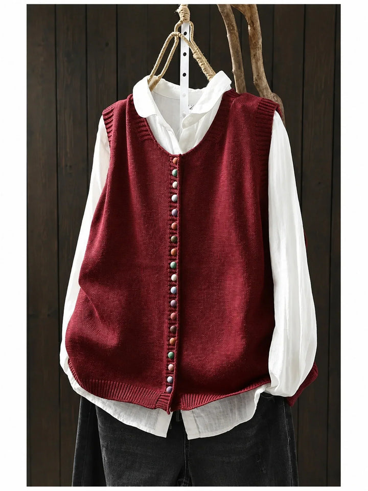 Gun everyday knitted waistcoat in Red