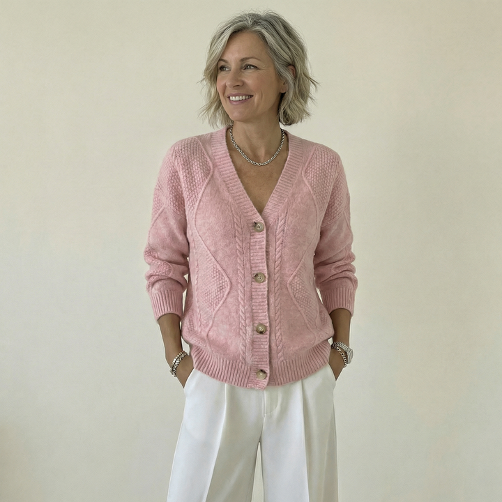 Éloise™ | Cardigan en Maille Torsadée Féminine