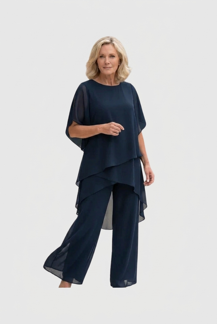 Linda | Suit with draped palazzo pants