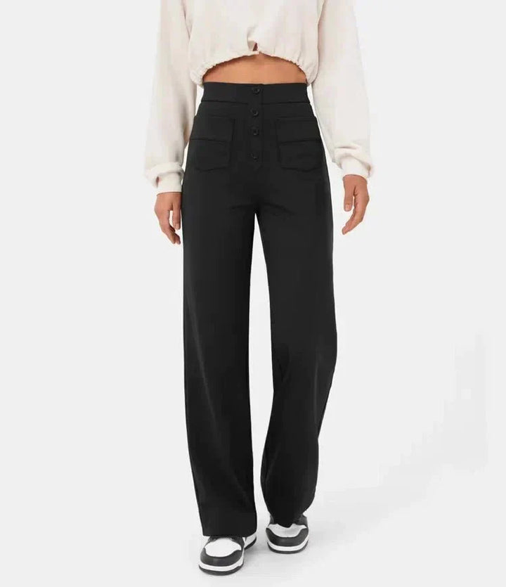 Pantalons Amples Taille Haute | Ajustement Polyvalent | Tenue Décontractée à Bureau
