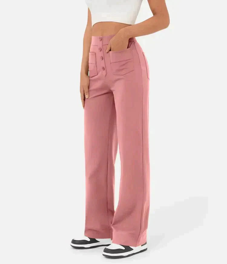 Pantalons Amples Taille Haute | Ajustement Polyvalent | Tenue Décontractée à Bureau