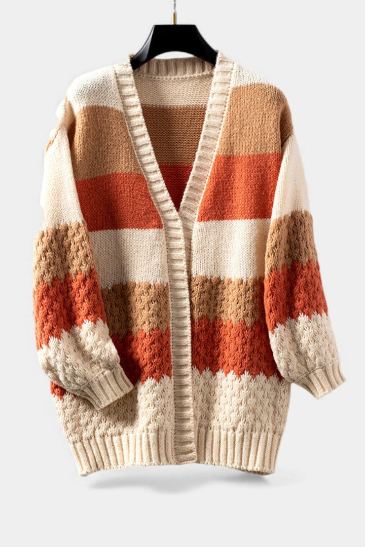 GRUSHA™ | Cardigan Oversize à Motif Rayé