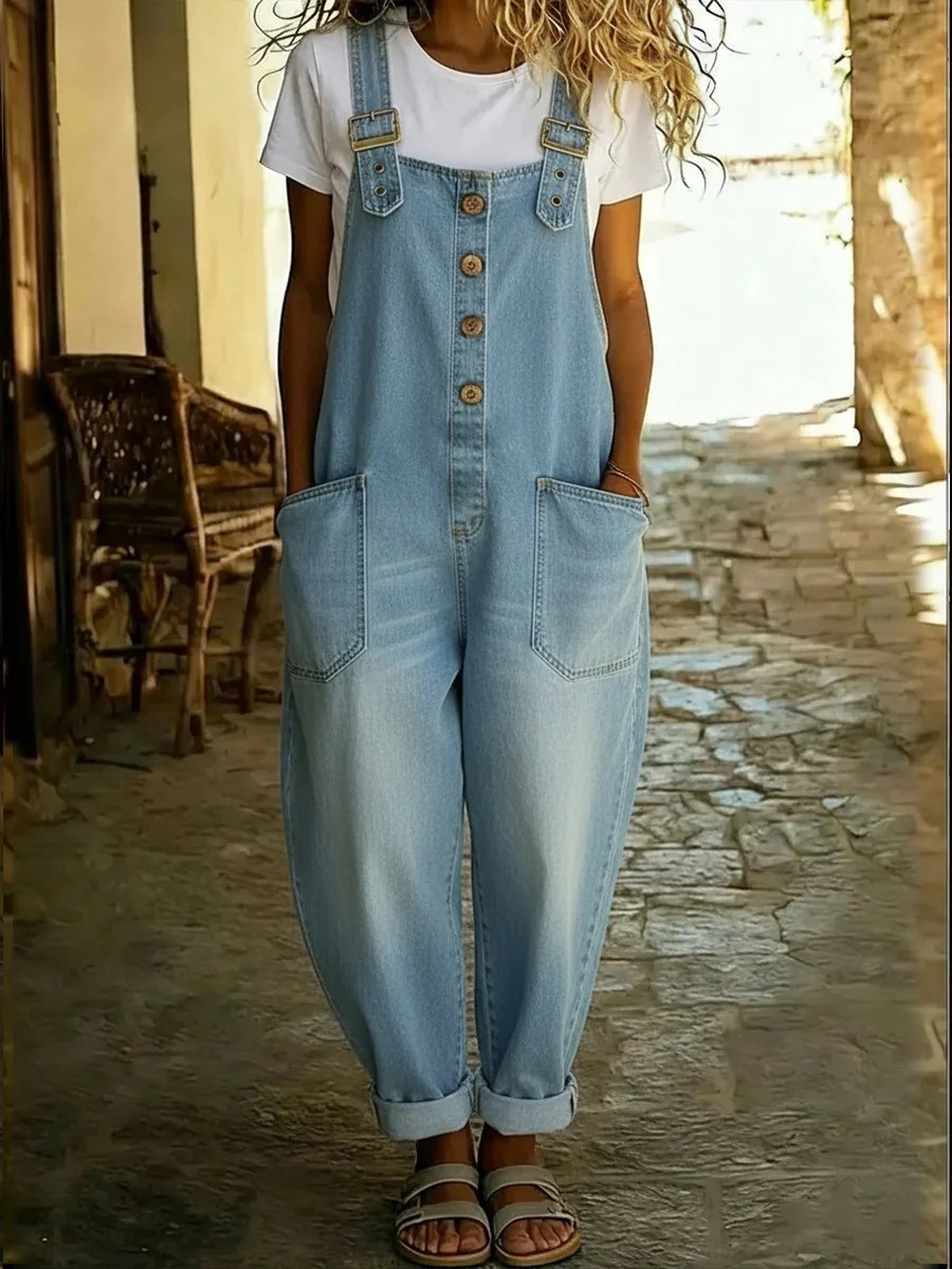 Lora™ - Vintage-style denim overalls