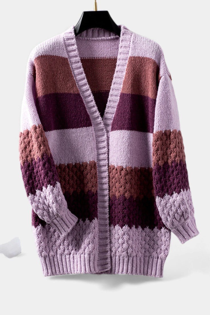GRUSHA™ | Cardigan Oversize à Motif Rayé
