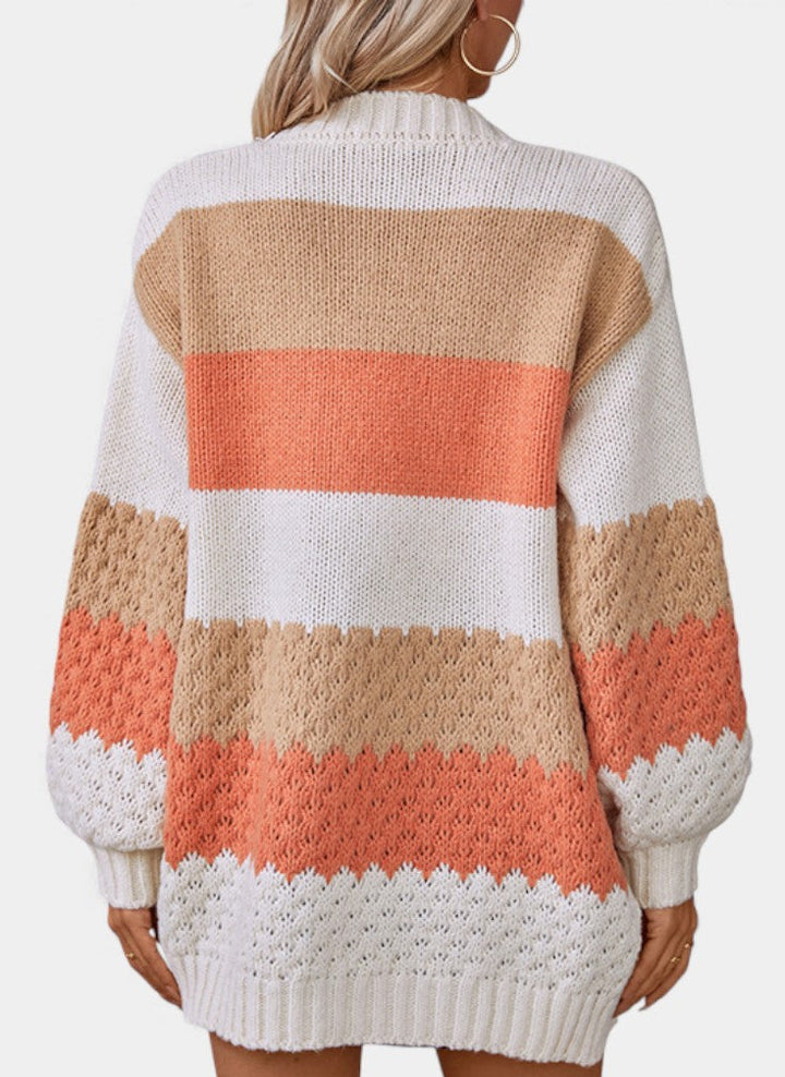 GRUSHA™ | Cardigan Oversize à Motif Rayé