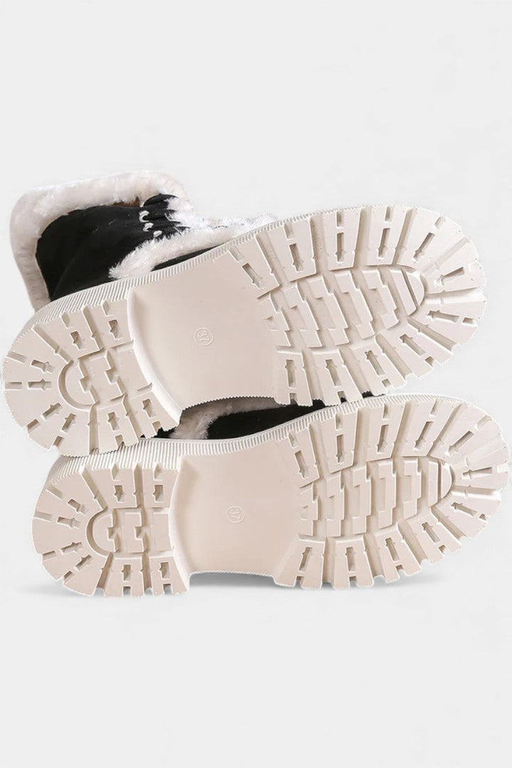 LÉONCE™ | Bottes Mi-Mollet en Fausse Fourrure à Lacets