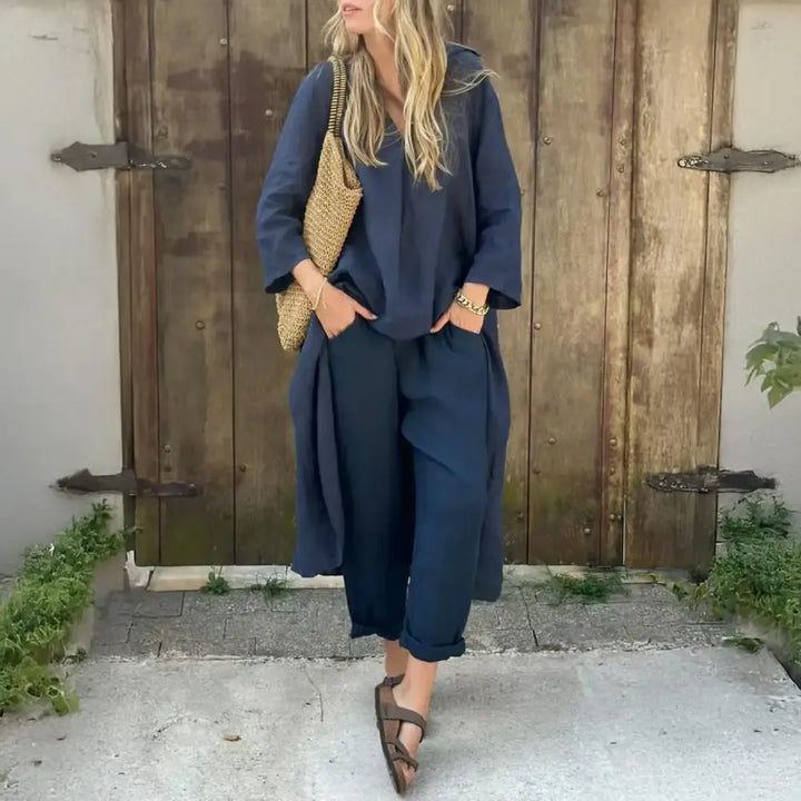Lucía | Relaxed Long Vest and Wide-Leg Trousers Two-Piece Set