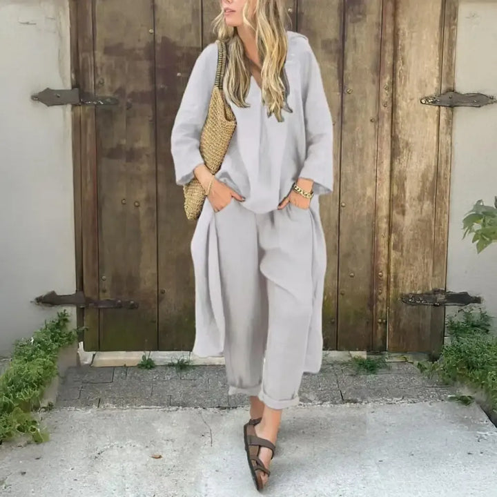 Lucía | Relaxed Long Vest and Wide-Leg Trousers Two-Piece Set