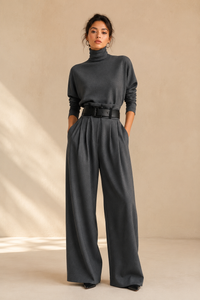 Inés | Ladies Polo Neck & Palazzo Trouser Set