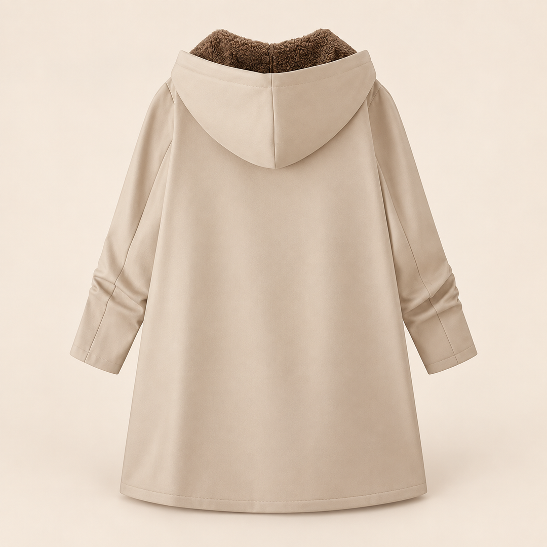 Josefin sherpa-lined hooded coat in Beige