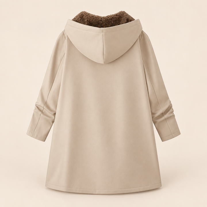 Josefin sherpa-lined hooded coat in Beige