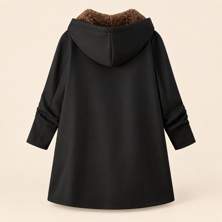 Josefin sherpa-lined hooded coat in Black
