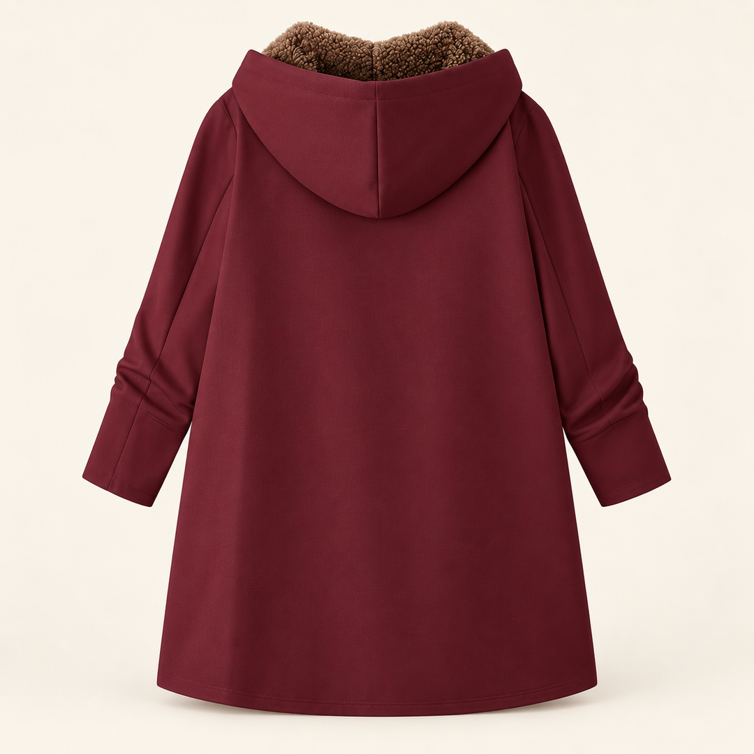 Josefin sherpa-lined hooded coat in Burgundy