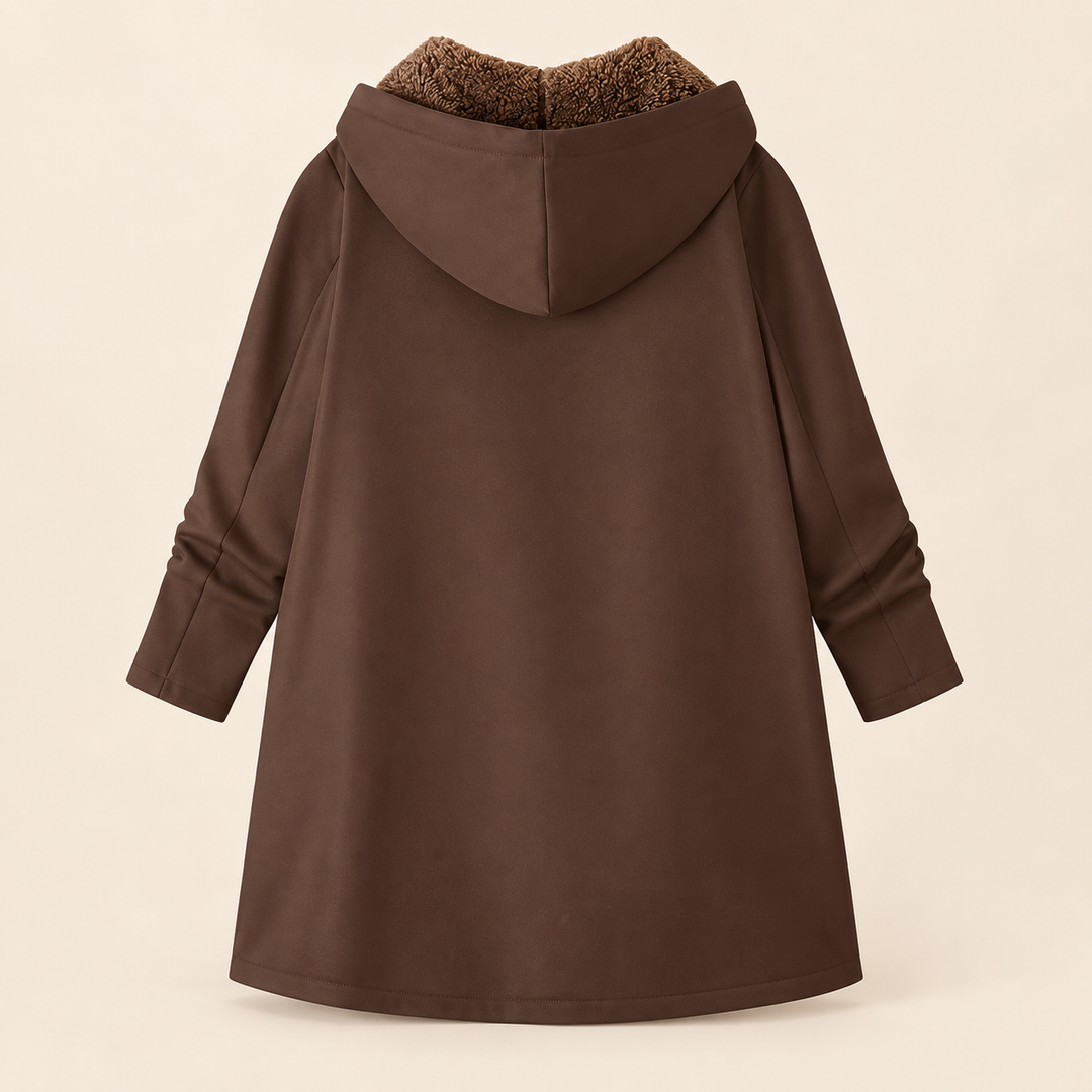 Josefin sherpa-lined hooded coat in Coffee Brown