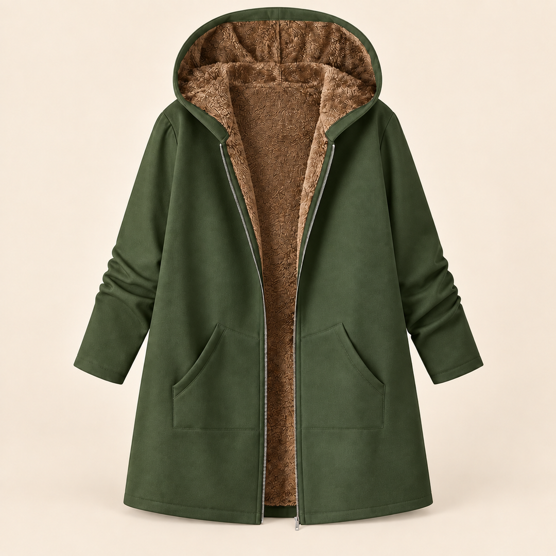 Josefin sherpa-lined hooded coat in Green