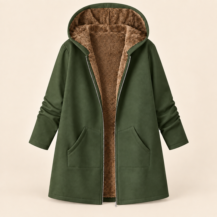 Josefin sherpa-lined hooded coat in Green