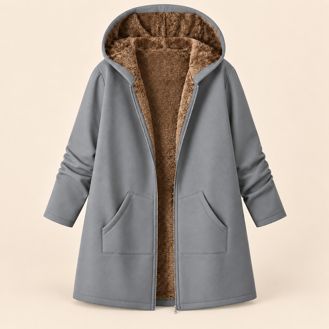 Josefin sherpa-lined hooded coat in Light Grey