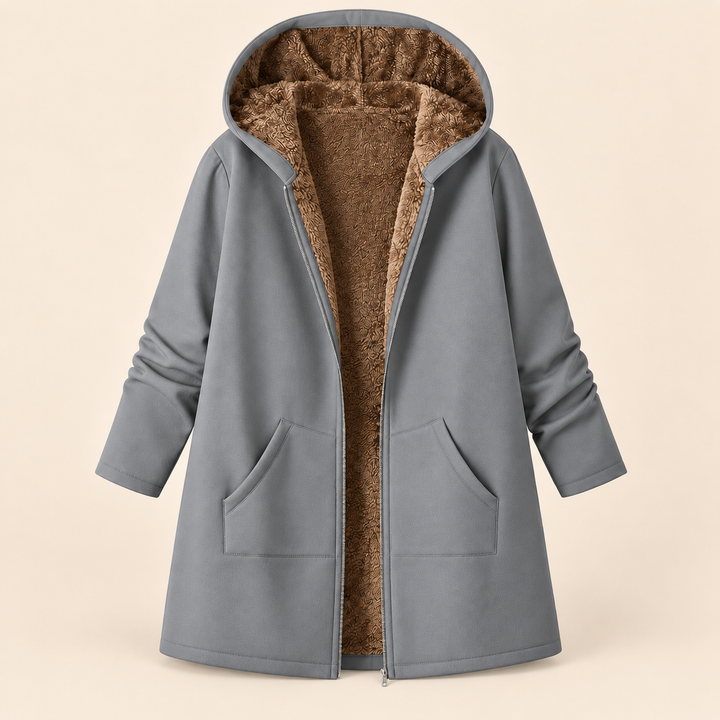 Josefin sherpa-lined hooded coat in Light Grey